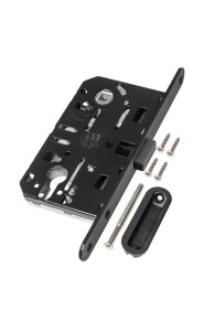 Защёлка магнитная под ключевой цилиндр AGB MEDIANA POLARIS с ответной планкой (черный матовый) В061035093+В014020593