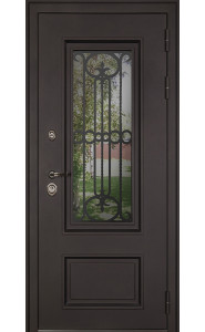 Стальная дверь "Аляска" с окном и лазерной резкой (терморазрыв)