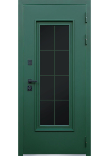 Стальная дверь "Олимп" с окном и английской решеткой (терморазрыв 3к)
