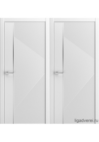 Межкомнатная дверь Fortuna эмаль белая,хром молдинг