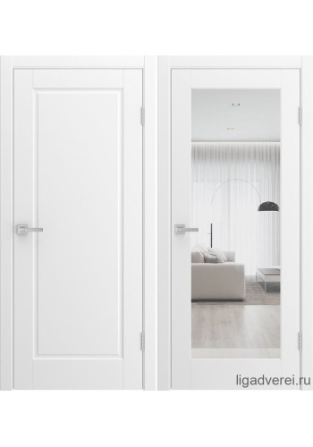 Межкомнатная дверь Amore Эмаль белая зеркало