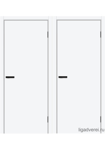 Межкомнатная дверь Prime, ПЭТ белая, алюминиевая черная кромка с 4-х сторон