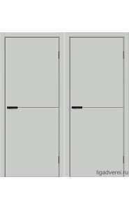 Межкомнатная дверь Prime-1, ПЭТ серая, алюминиевая черная кромка с 4-х сторон