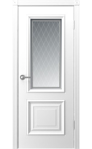 Дверь Акцент Белая эмаль со стеклом