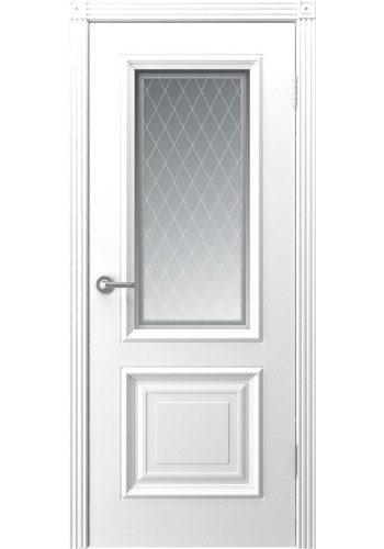 Дверь Акцент Белая эмаль со стеклом