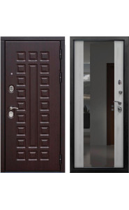 Дверь мет. SD Prof-5 зеркало Дуб светлый, со стеклом