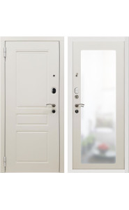 Дверь мет. SD Prof-10 Трио белая большое зеркало Белый, со стеклом