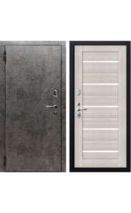 Дверь мет. SD Prof-10 Вектор Бетон темный/Листв. белая, со стеклом