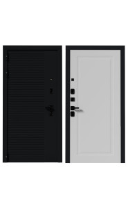 Дверь мет. ВМ 6 Черный кварцБелый софт, со стеклом