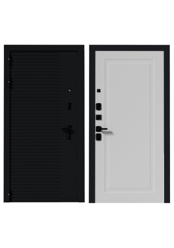 Дверь мет. ВМ 6 Черный кварцБелый софт, со стеклом