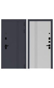 Дверь мет. ВМ 7 Серый винорит/Белый софт, со стеклом