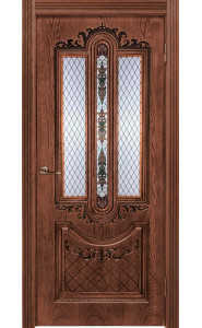 Дверь Муар, Орех натуральный 2 со стеклом