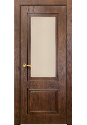 Дверь Сити 5 тон. Орех 2 со стеклом