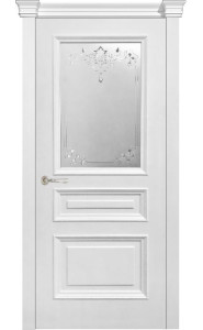 Дверь Багетто 1 Белая эмаль со стеклом