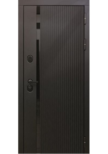 Дверь входная Дива МХ 46  STR  Черный кварц + стекло черное