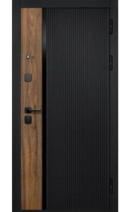 Дверь входная Формен Ф6 Черный матовый Дуб -Черное стекло