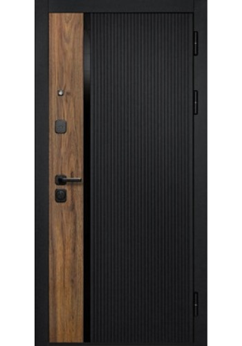 Дверь входная Формен Ф6 Черный матовый Дуб -Черное стекло