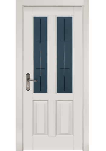 Дверь Ретро белая со стеклом Ольха