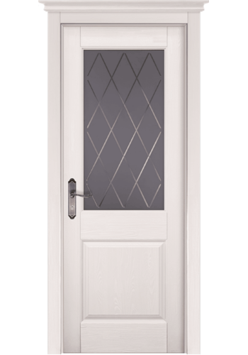 Дверь Элегия белая со стеклом брашированная